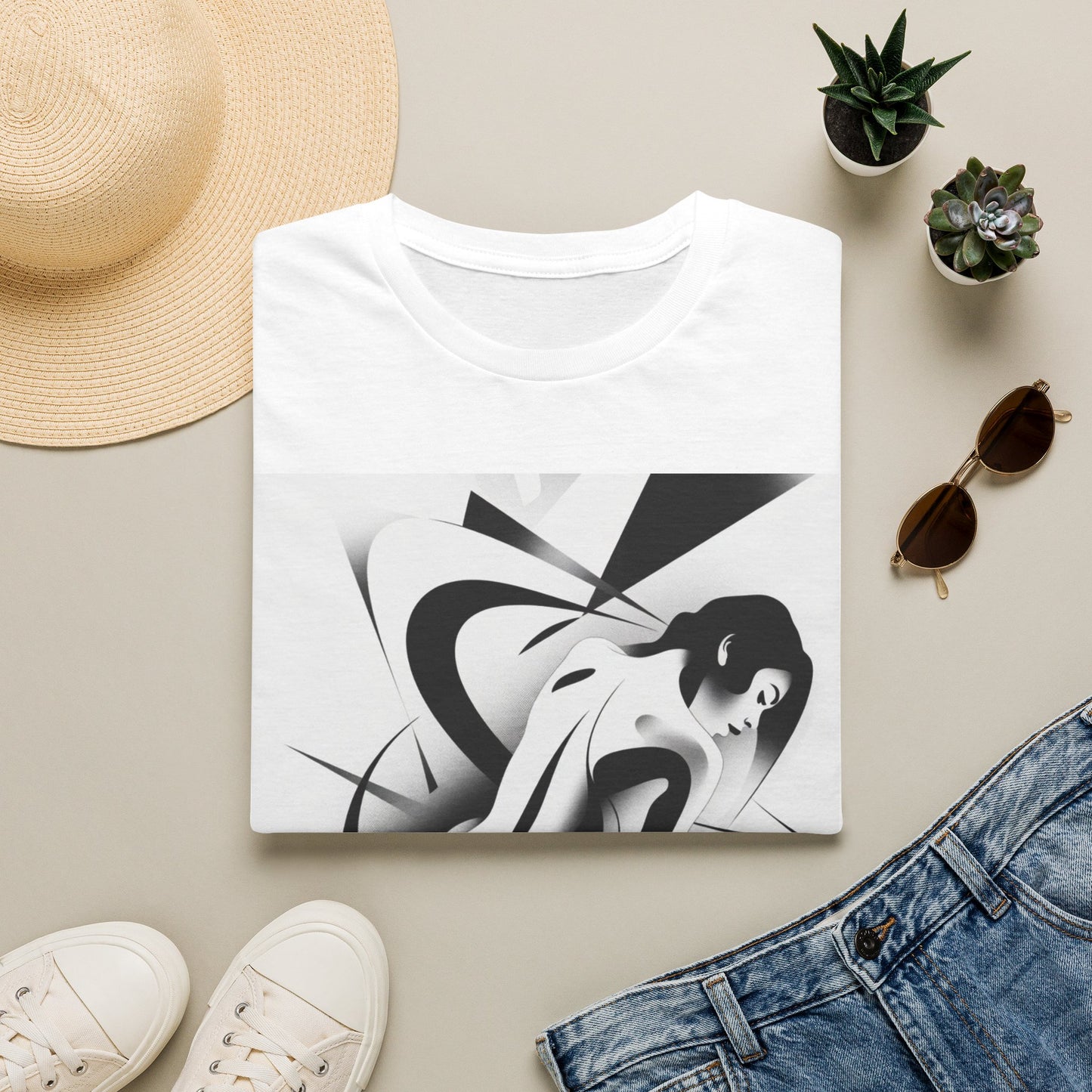 "Beneath the Surface" - Black & White Art T‑Shirt