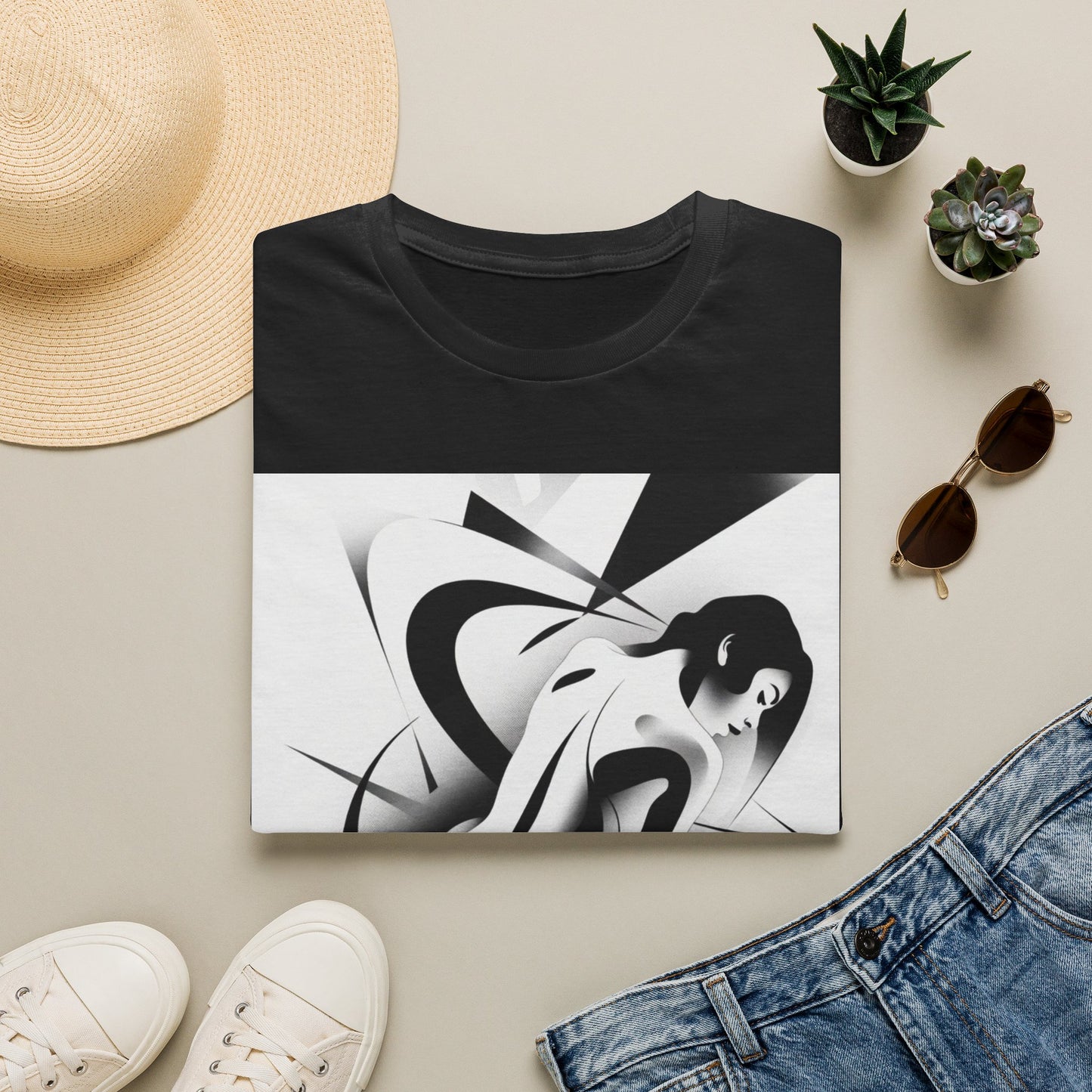 "Beneath the Surface" - Black & White Art T‑Shirt