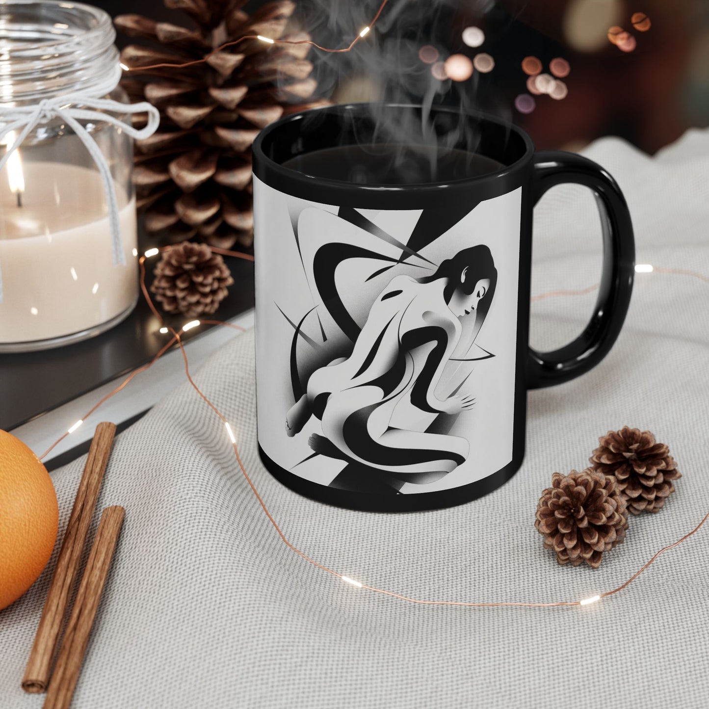 "Beneath the Surface" Black Ceramic Mug - 11oz & 15oz