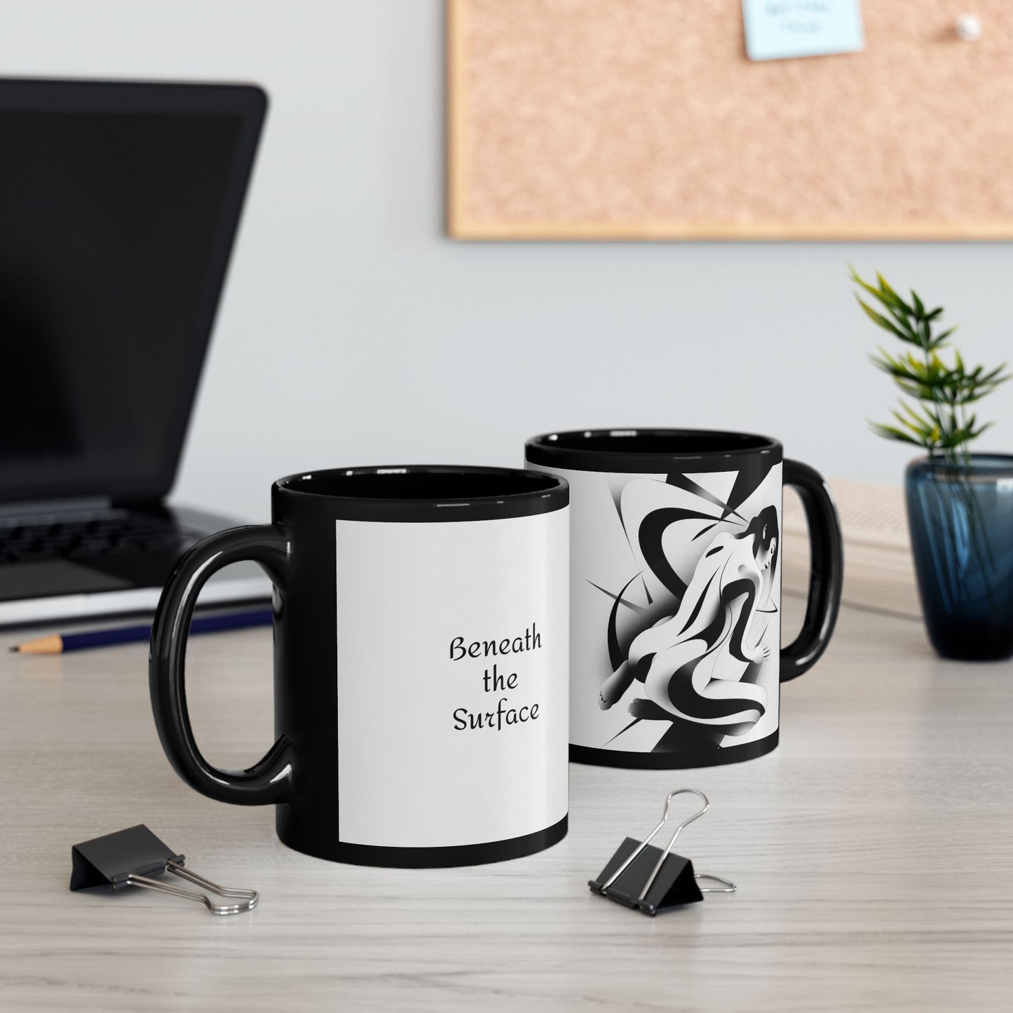 "Beneath the Surface" Black Ceramic Mug - 11oz & 15oz